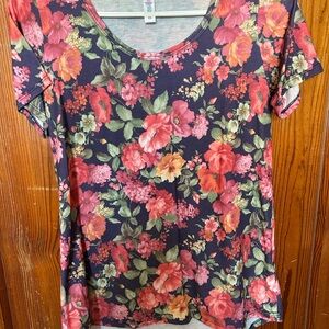 LuLaRoe Pink and Orange Relaxed Short Sleeve Tee